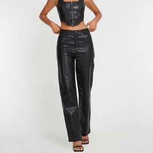ZOVA WIDE LEG TROUSER IN PU BLACK